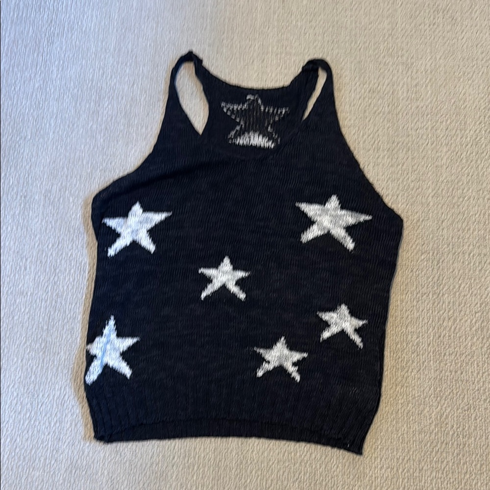 Knit navy tank with stars, sz L